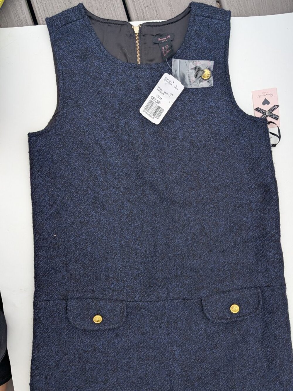 NWT Forever 21 Girls Navy Blue Sleeveless Knit Jumper - Navy